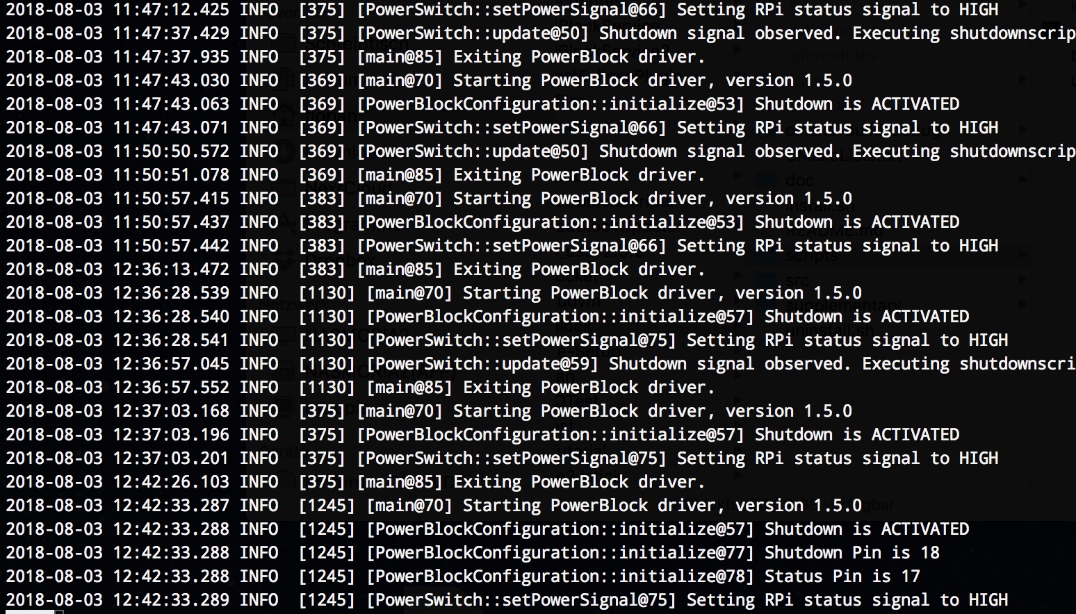 PowerBlock Logging Messages